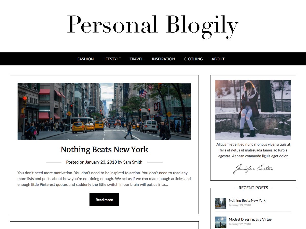personalblogily free wordpress theme