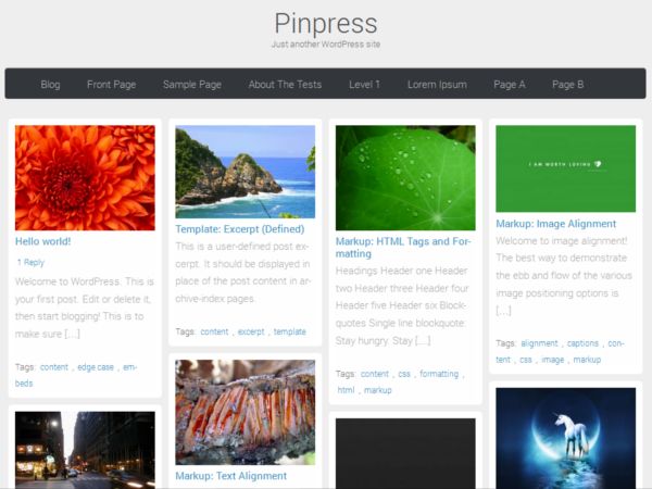 pinpress free wordpress theme