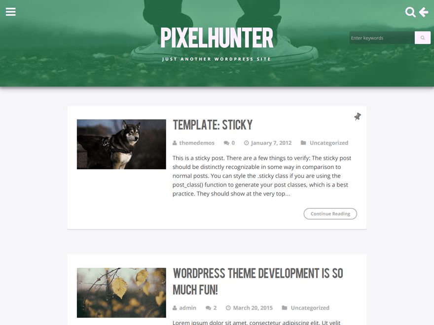 pixelhunter free wordpress theme