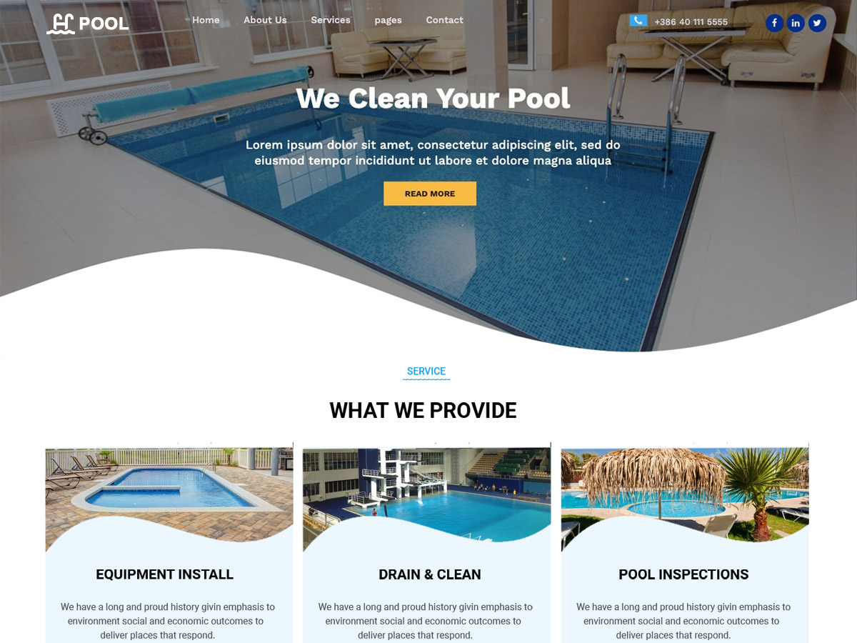 pool-cleaning free wordpress theme
