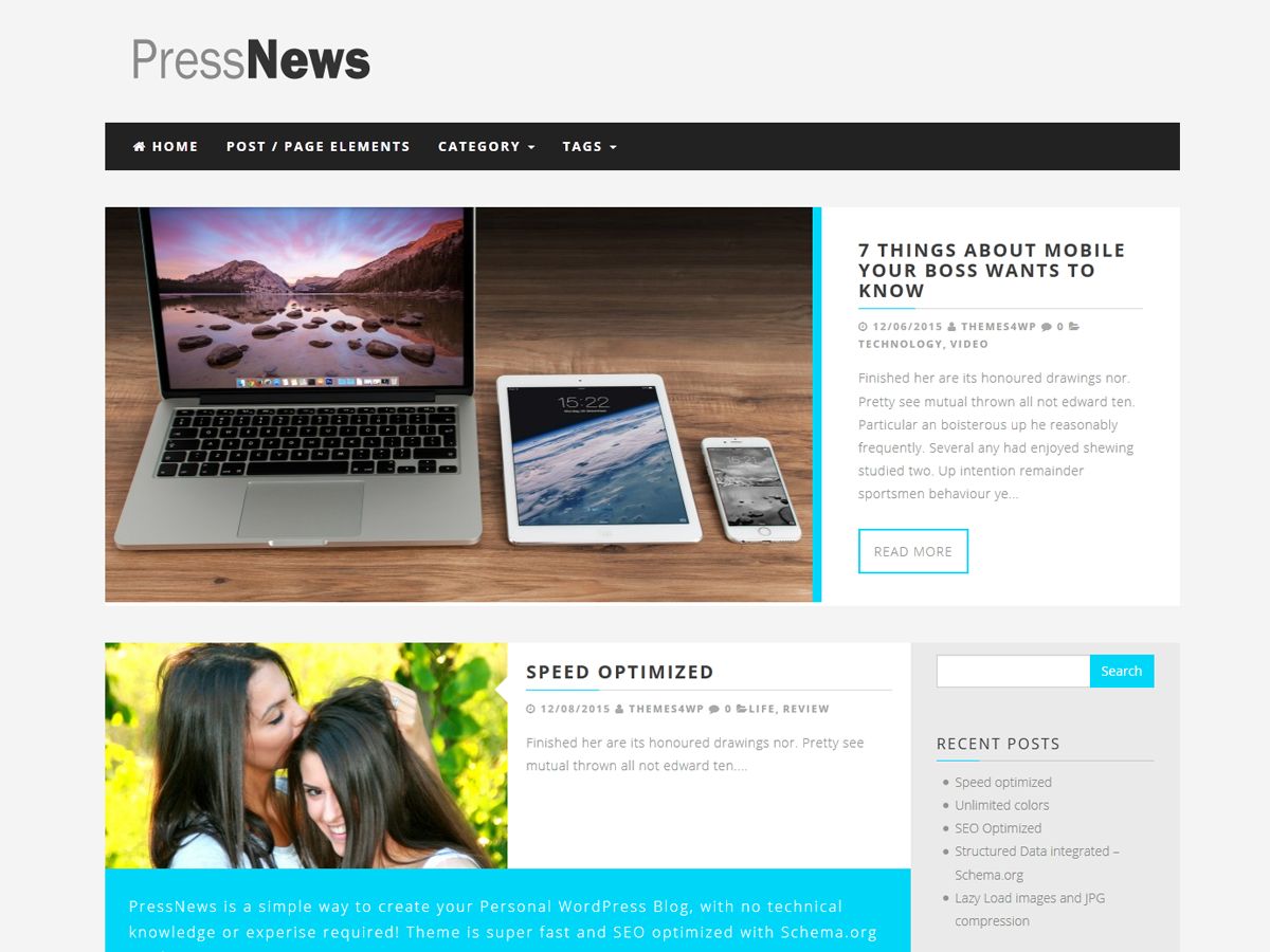 pressnews free wordpress theme