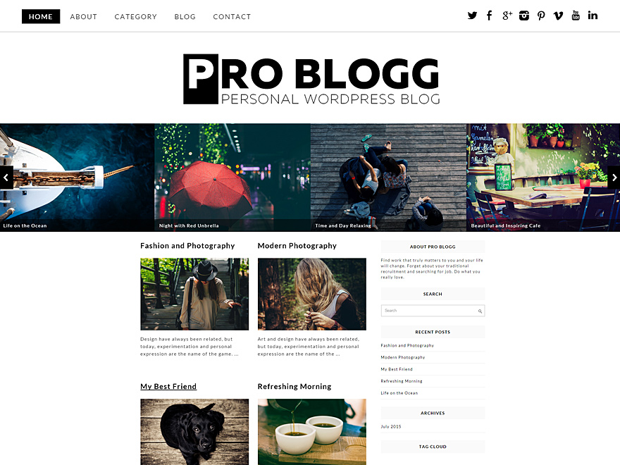 pro-blogg free wordpress theme