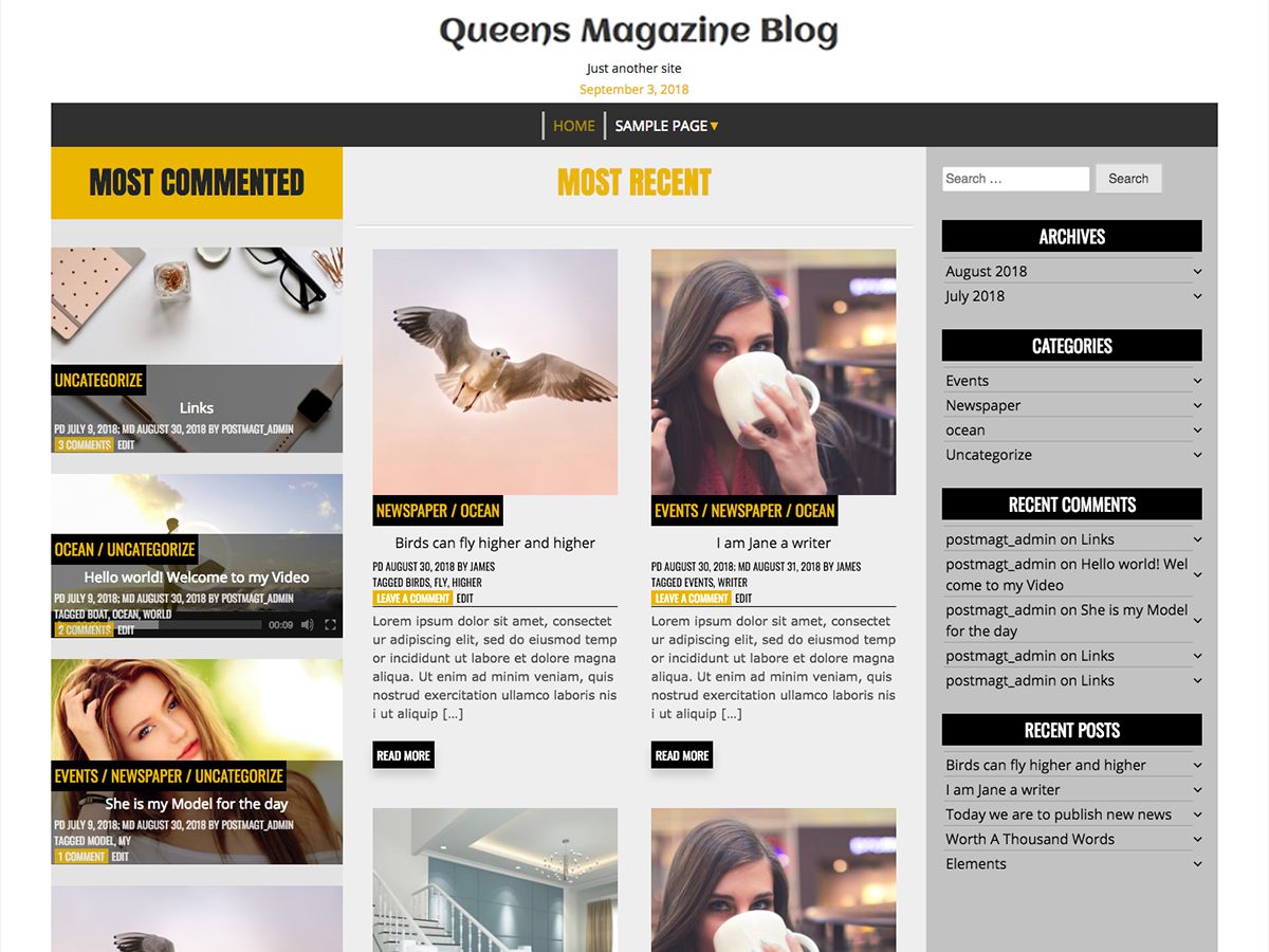 queens-magazine-blog free wordpress theme