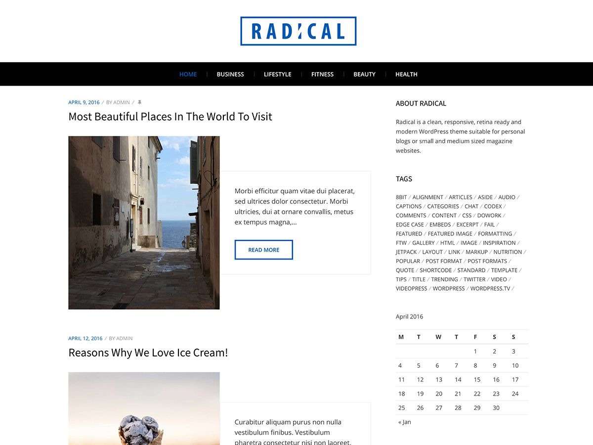 radical-lite free wordpress theme