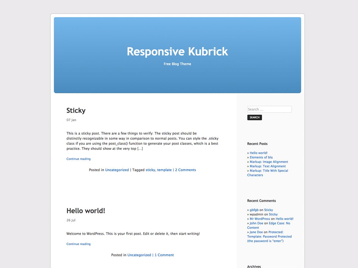 responsive-kubrick free wordpress theme