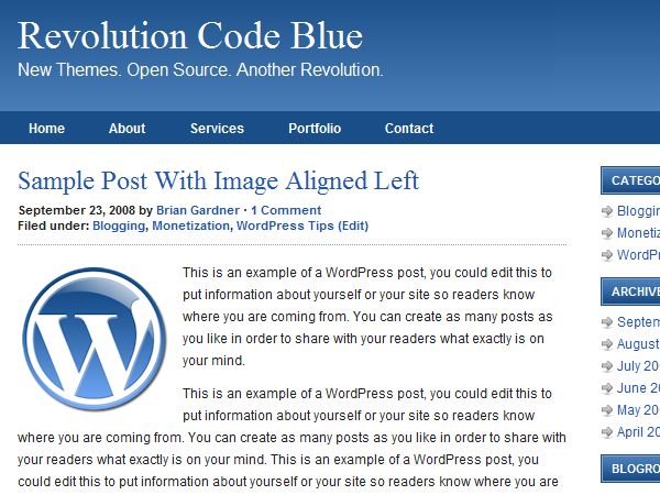 revolution-code-blue free wordpress theme