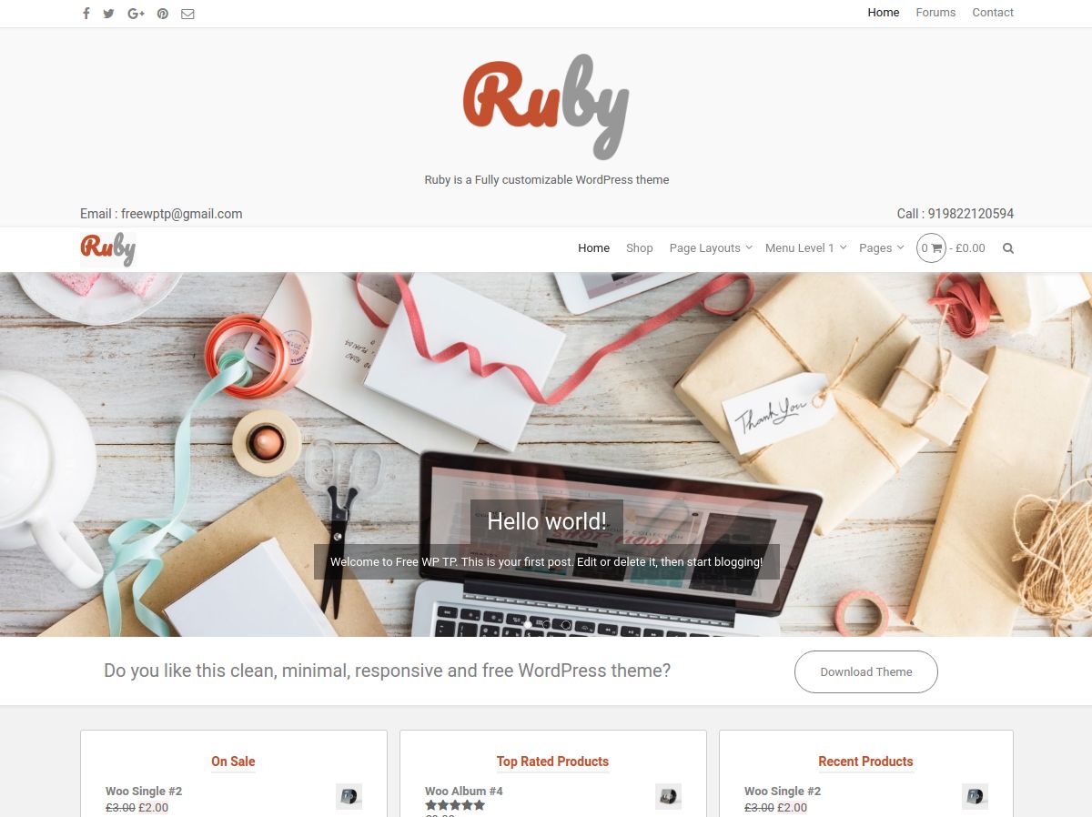 ruby free wordpress theme
