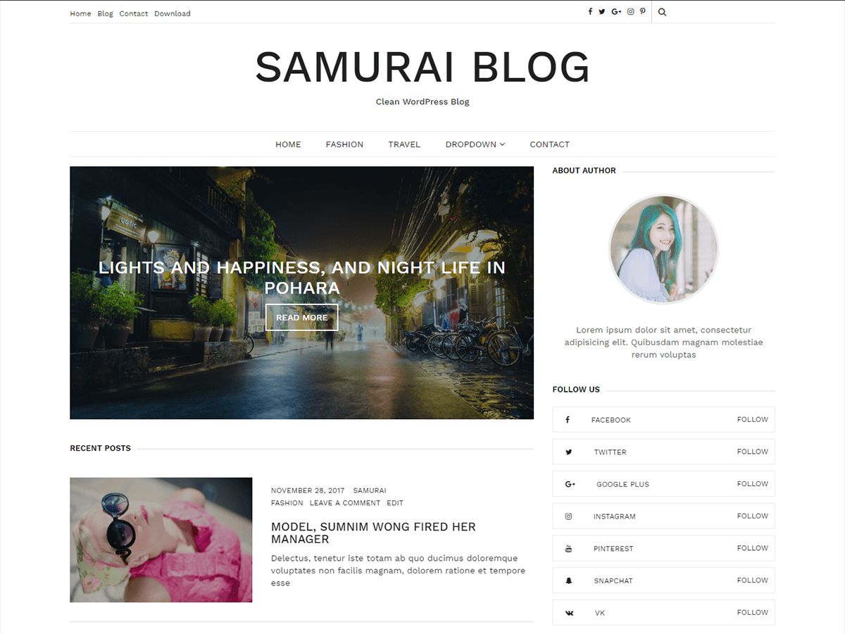 samurai free wordpress theme