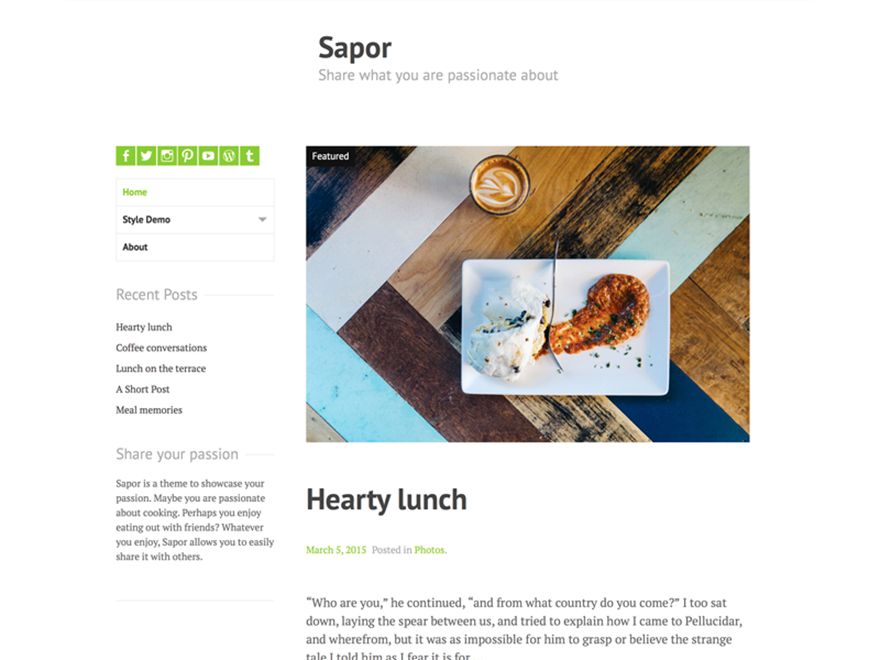 sapor free wordpress theme