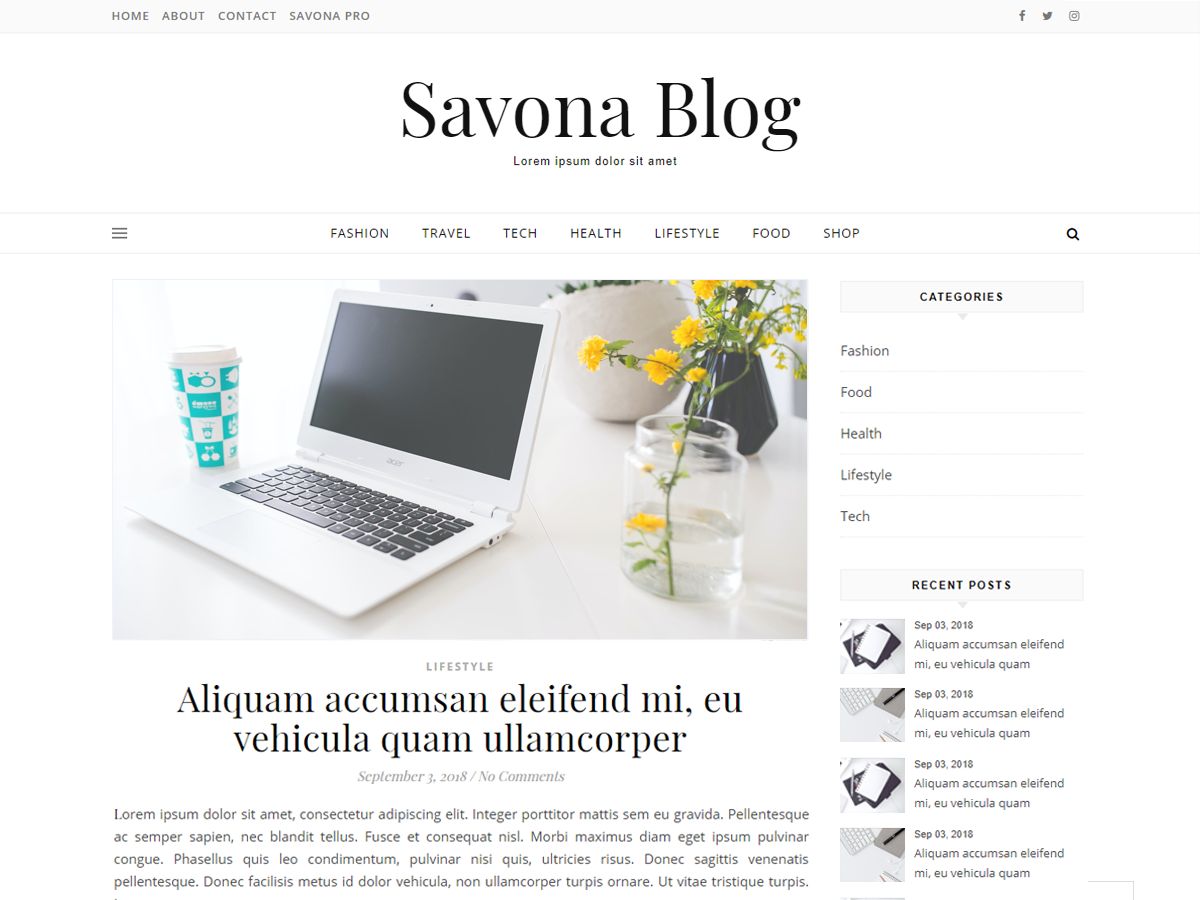 savona-blog free wordpress theme