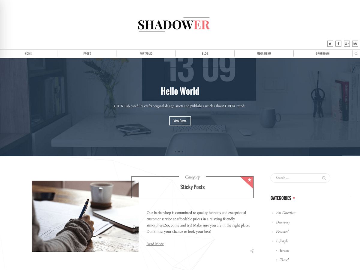 shadower free wordpress theme