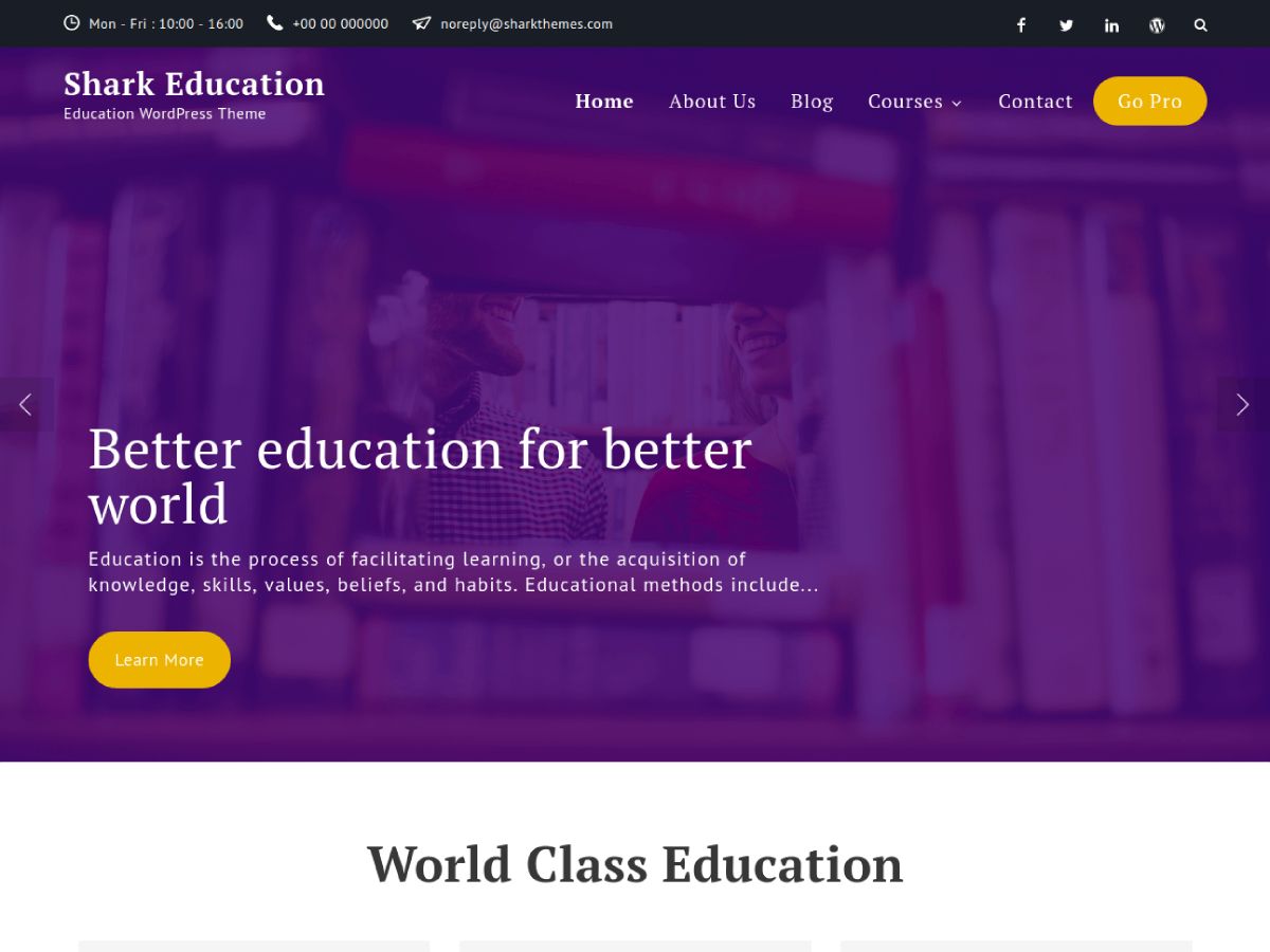 shark-education free wordpress theme