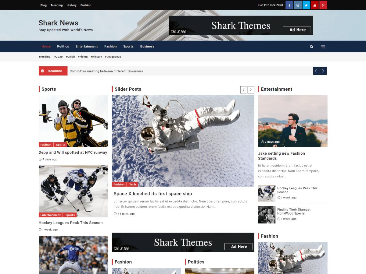shark-news free wordpress theme