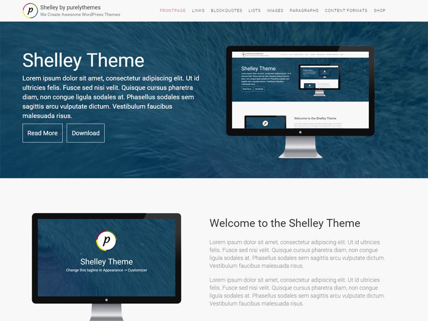 shelley free wordpress theme