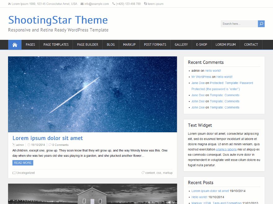 shootingstar free wordpress theme