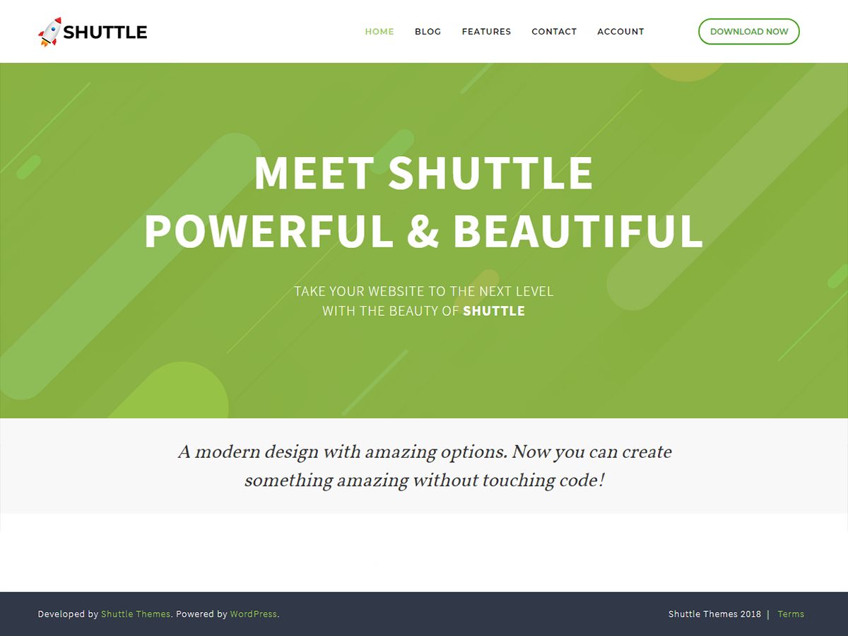 shuttle-green free wordpress theme