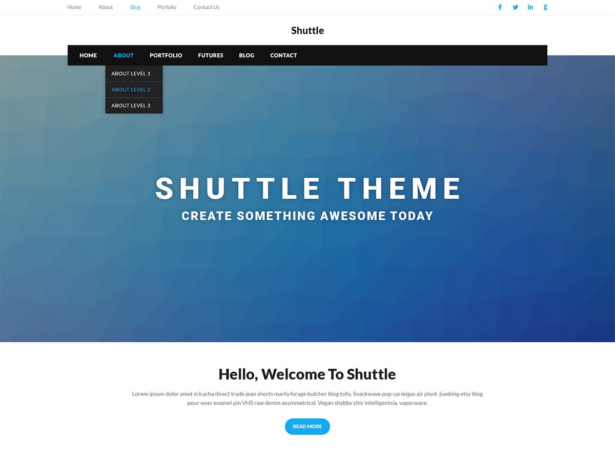 shuttle-portfolio free wordpress theme