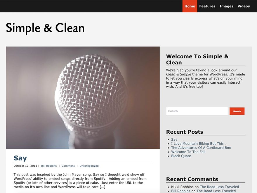 simple-and-clean free wordpress theme