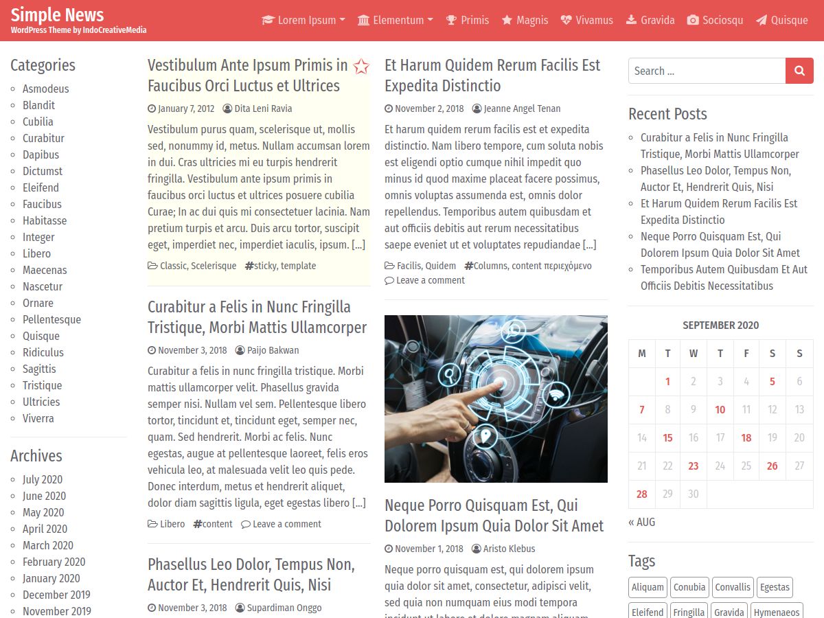 simple-news free wordpress theme