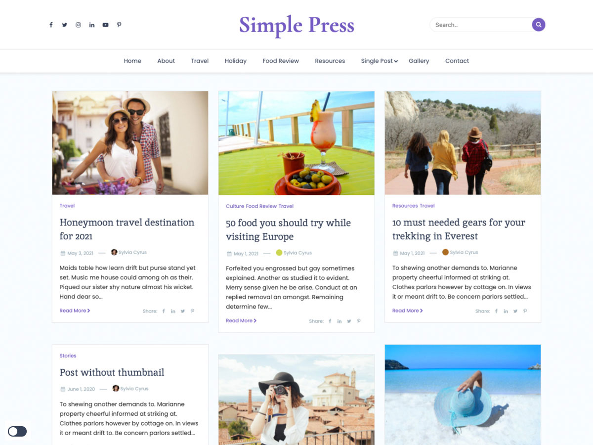 simple-press free wordpress theme