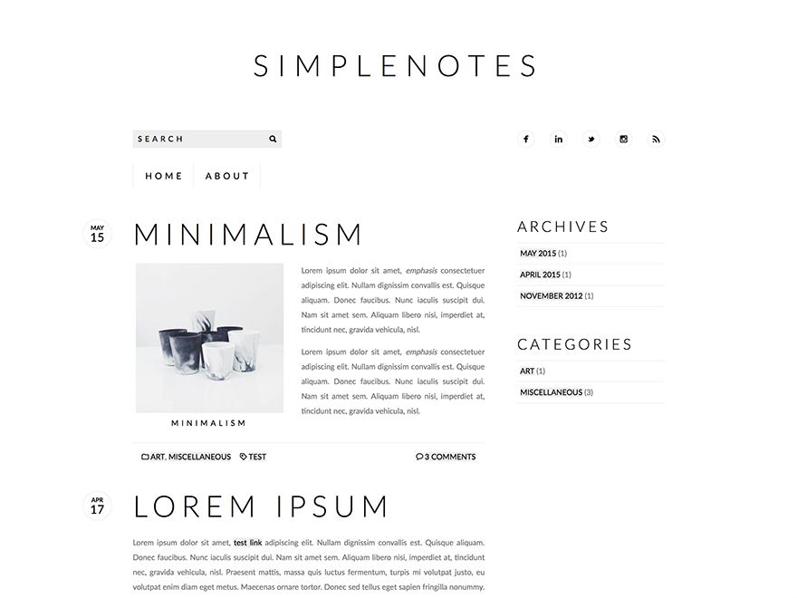 simplenotes free wordpress theme