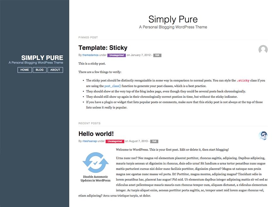 simply-pure free wordpress theme