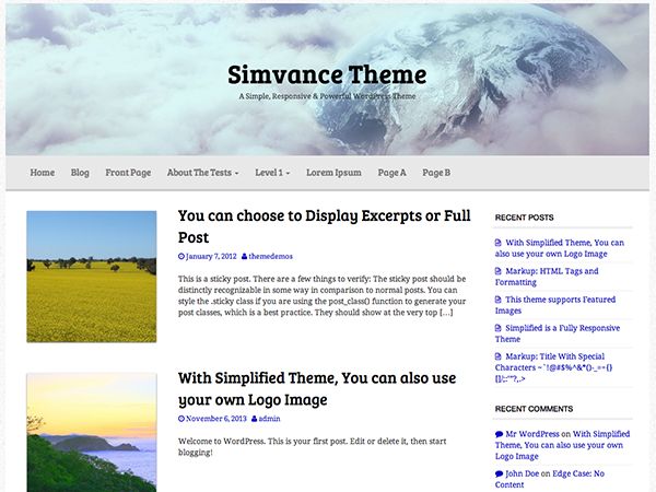 simvance free wordpress theme