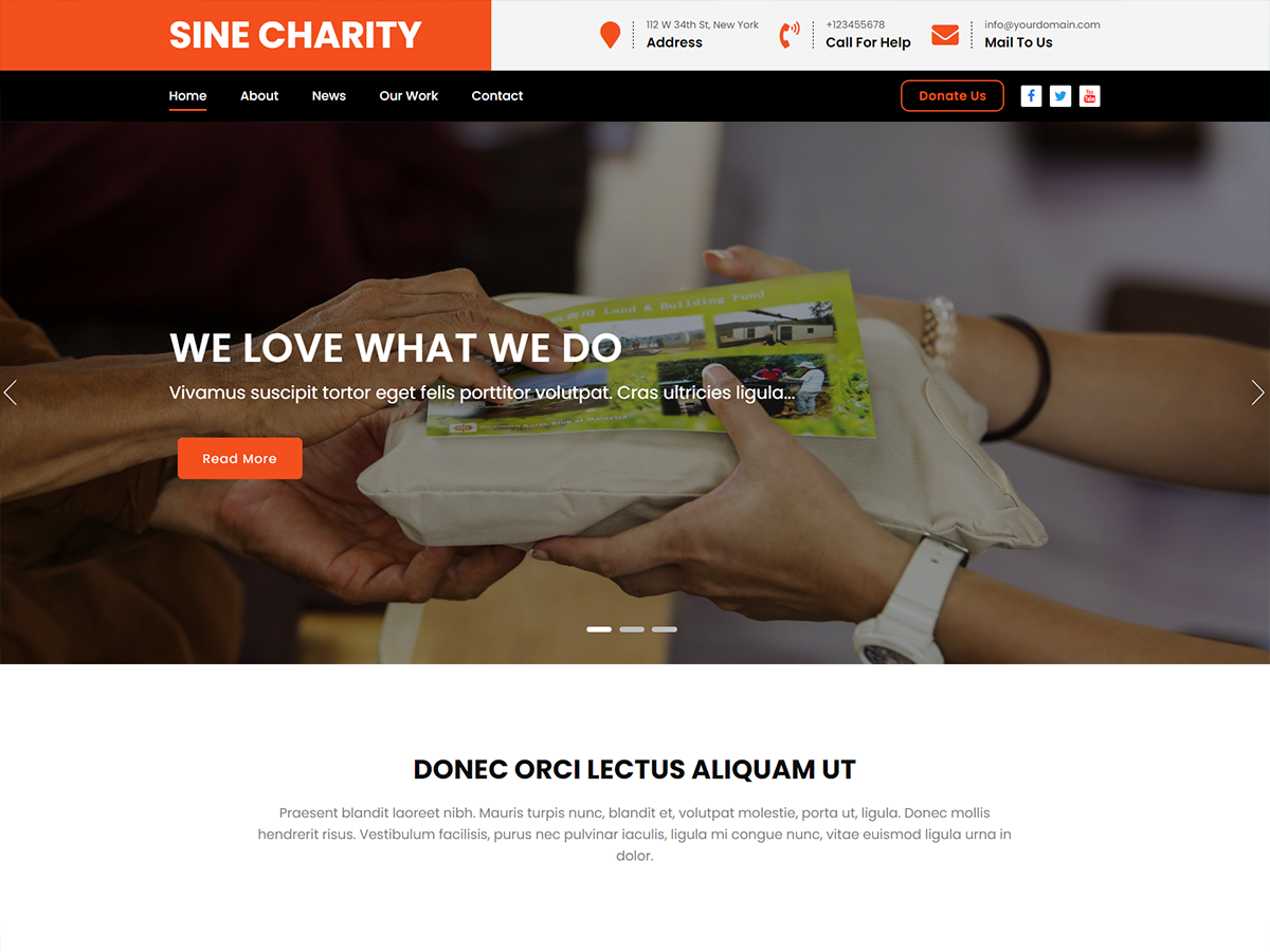 sine-charity free wordpress theme