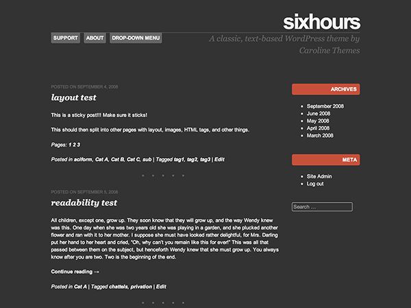 sixhours free wordpress theme