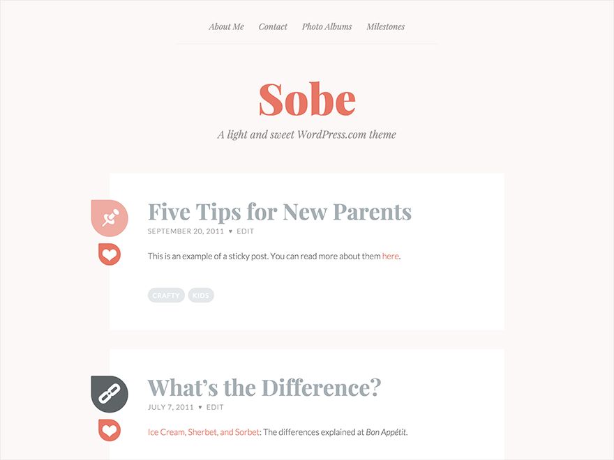 sobe free wordpress theme