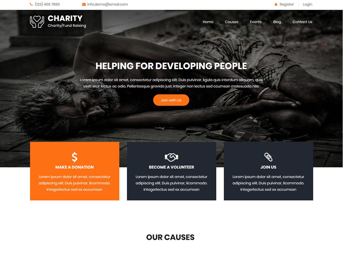 social-charity free wordpress theme