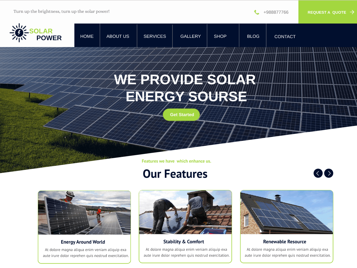 solar-power free wordpress theme
