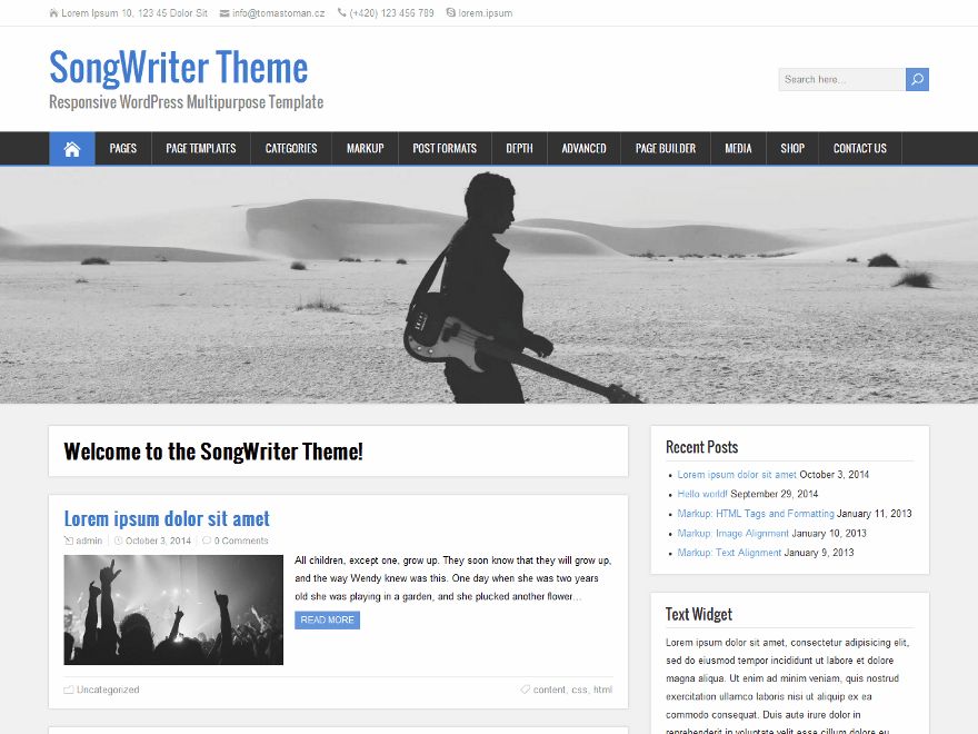 songwriter free wordpress theme