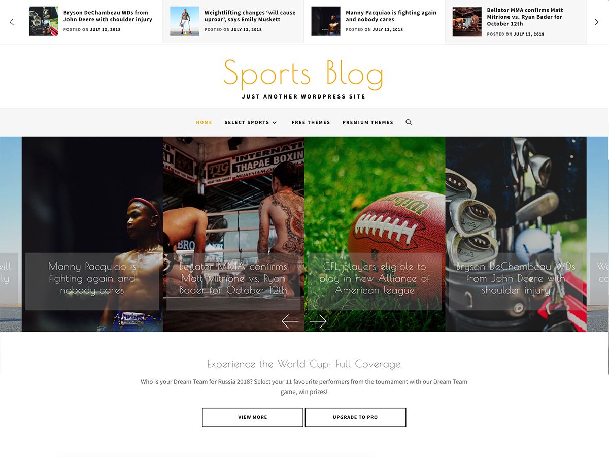sports-blog free wordpress theme