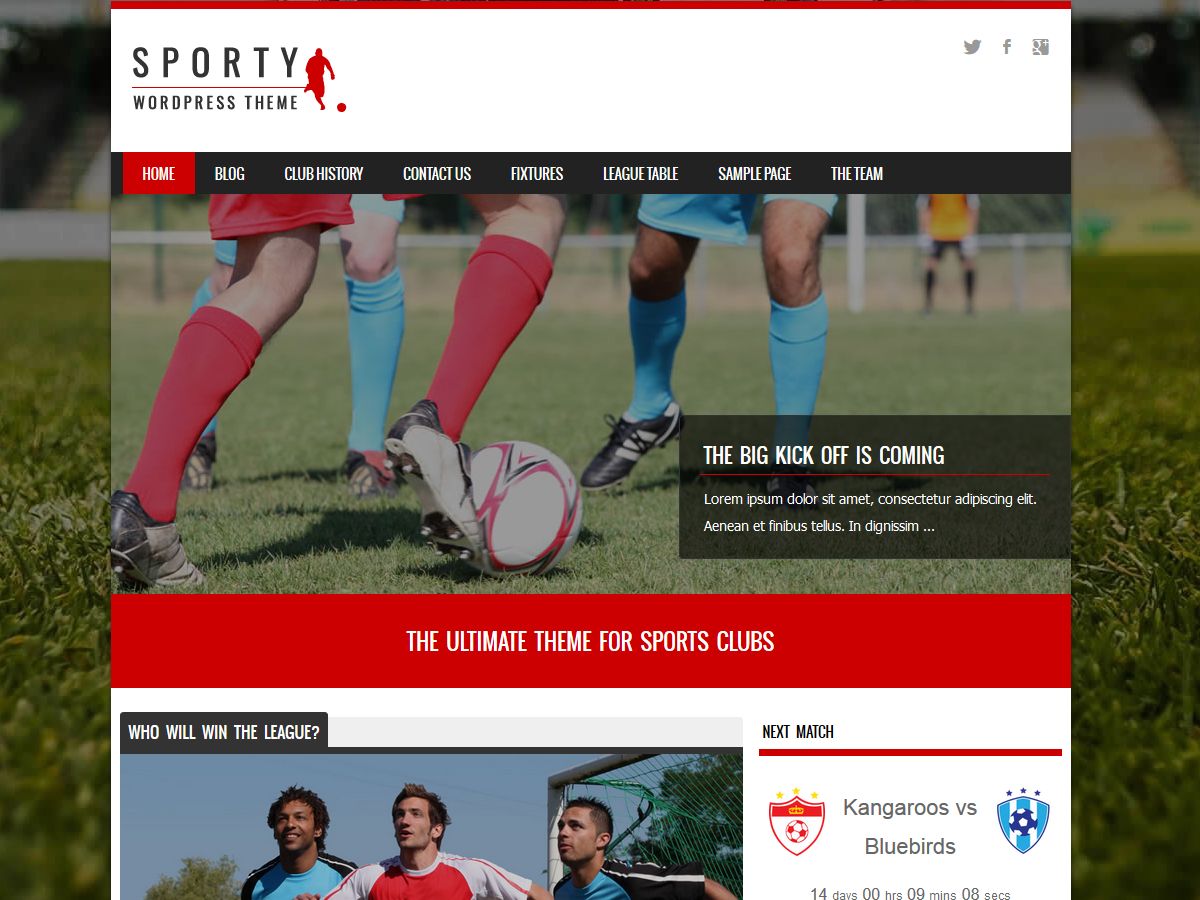 sporty free wordpress theme