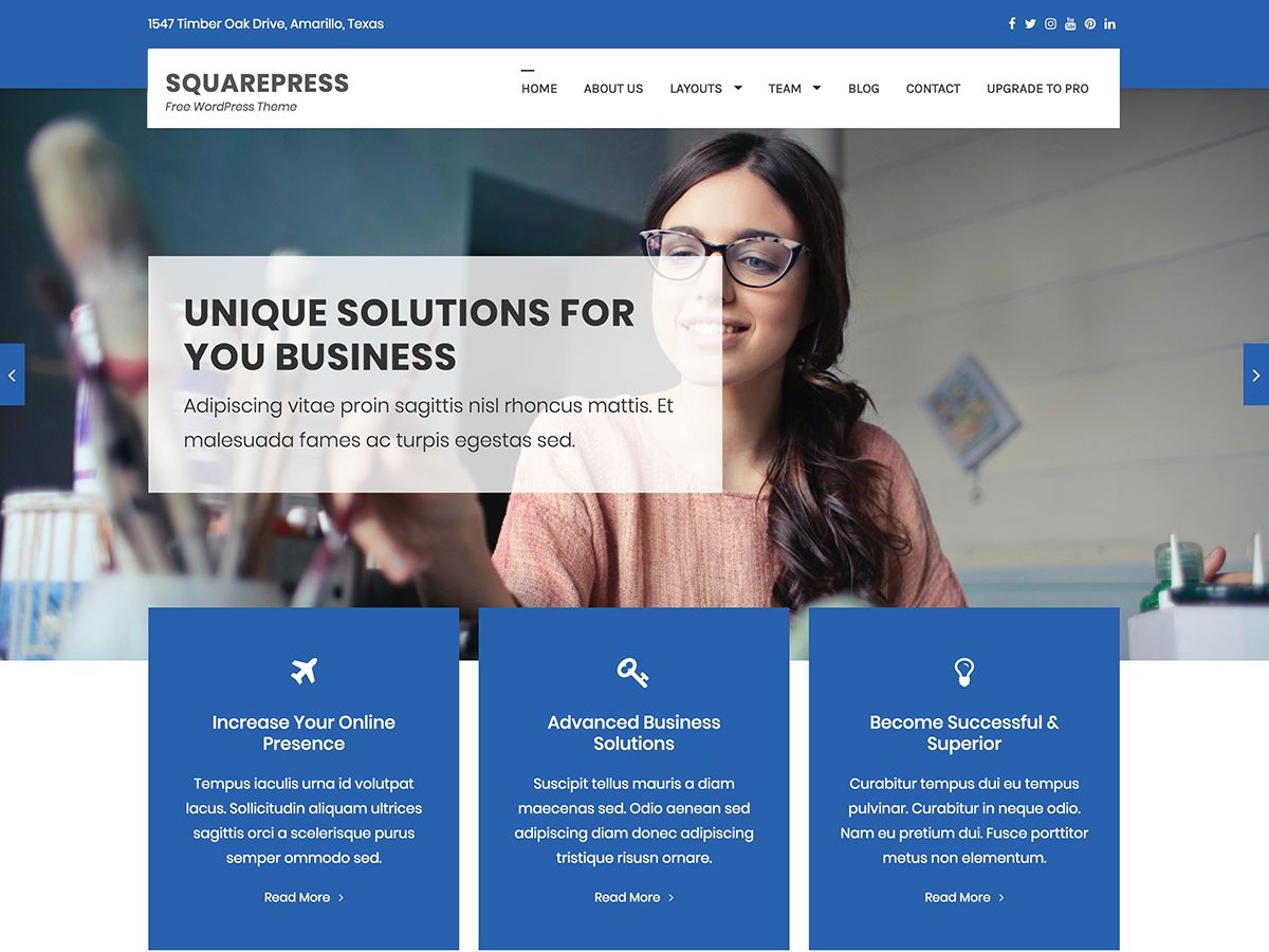 squarepress free wordpress theme