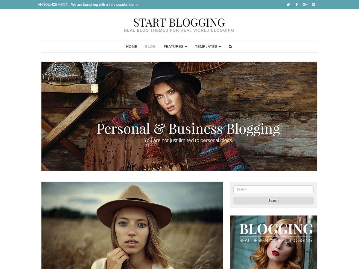 start-blogging free wordpress theme
