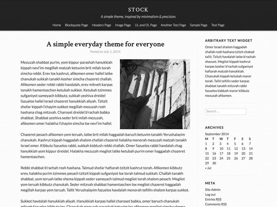 stock free wordpress theme