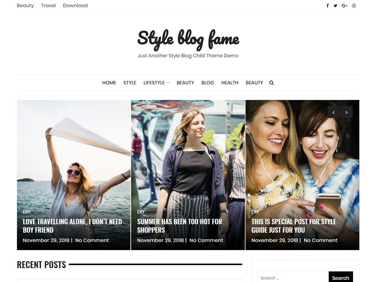 style-blog-fame free wordpress theme
