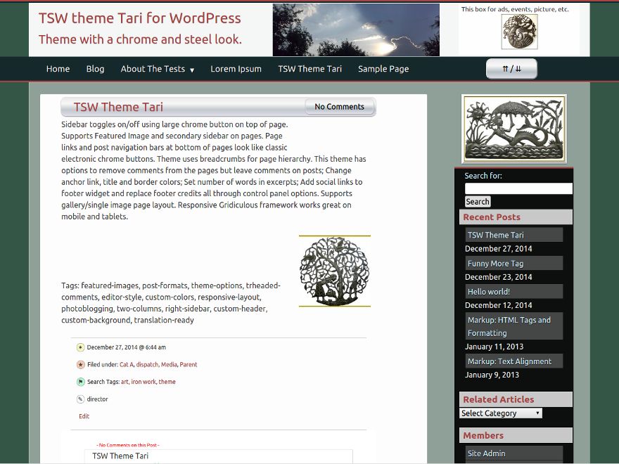 tari free wordpress theme