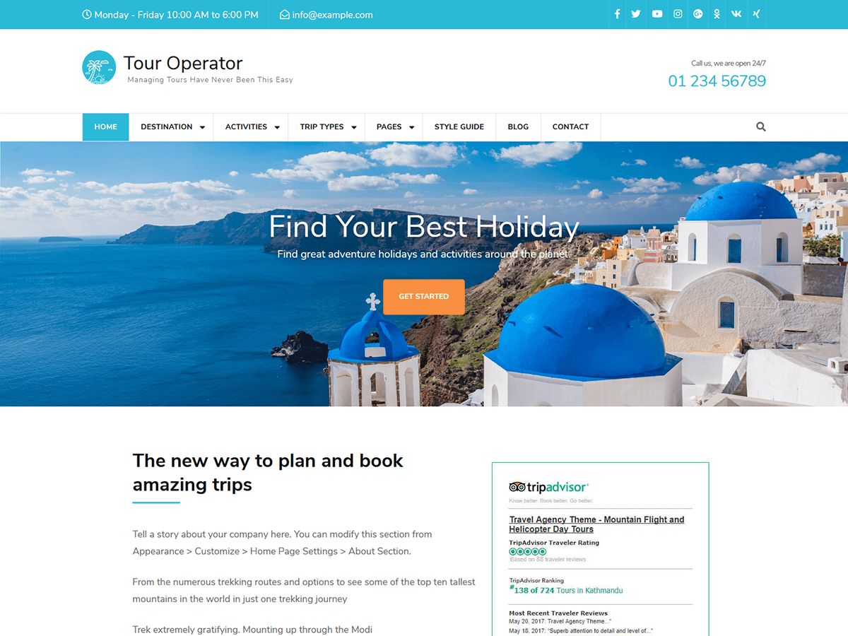 tour-operator free wordpress theme