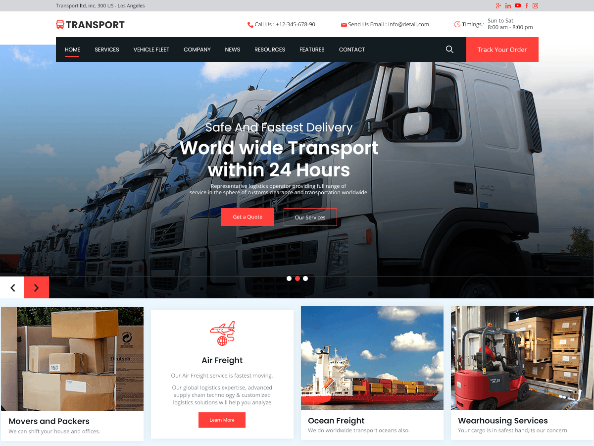transport-solutions free wordpress theme