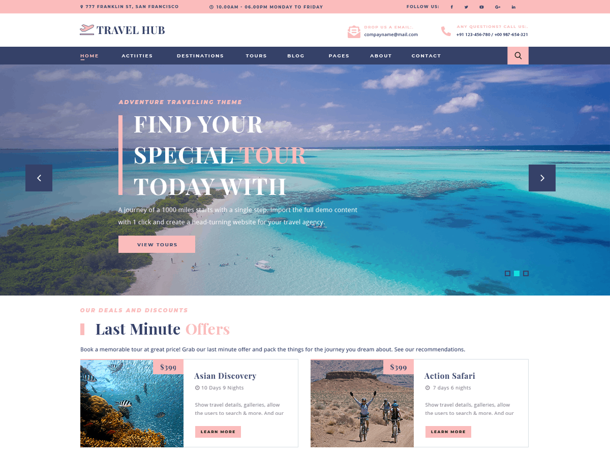travel-hub free wordpress theme