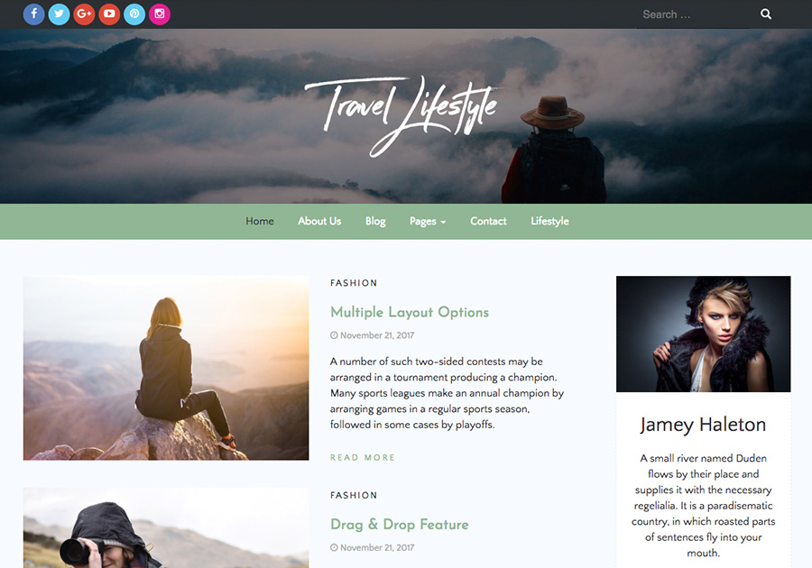 travel-lifestyle free wordpress theme