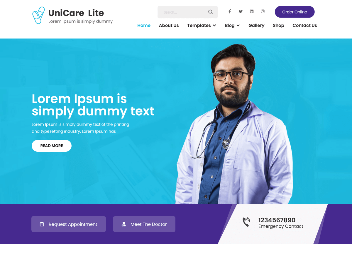 unicare-lite free wordpress theme