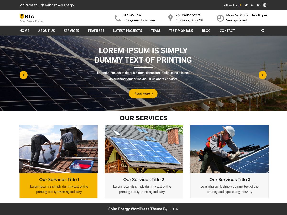 urja-solar-energy free wordpress theme
