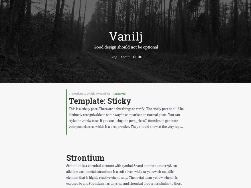 vanilj free wordpress theme