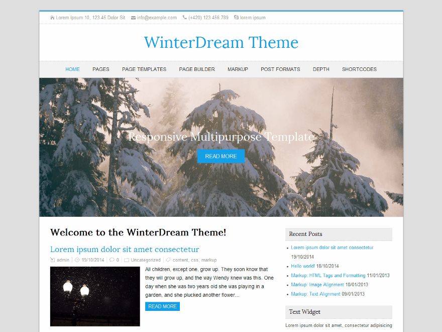 winterdream free wordpress theme