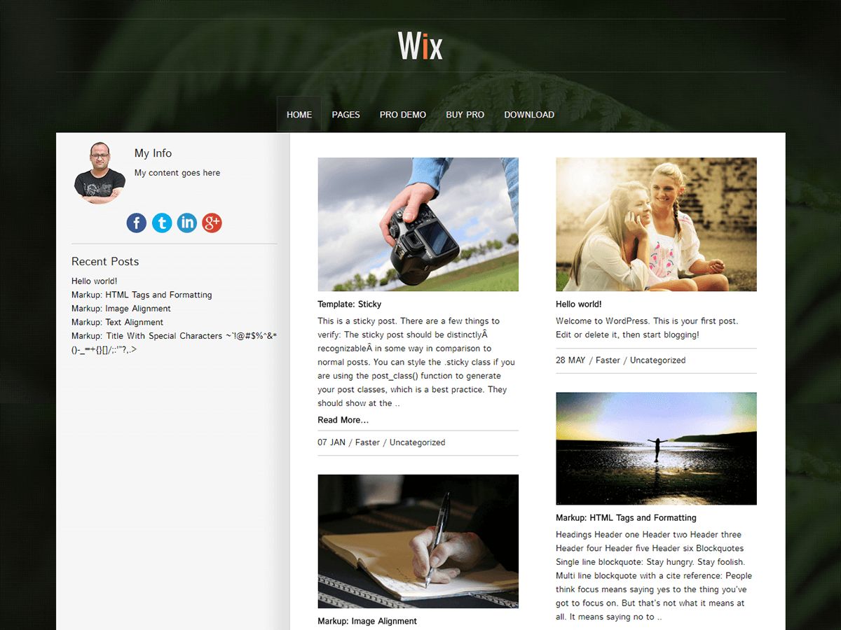 wix free wordpress theme