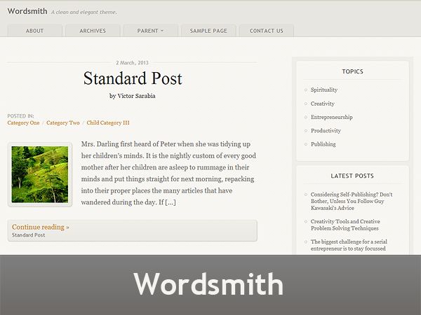 wordsmith free wordpress theme